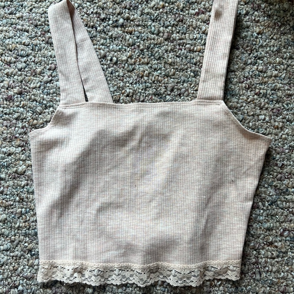 American Eagle Outfitters Light Pink Ribbed Top